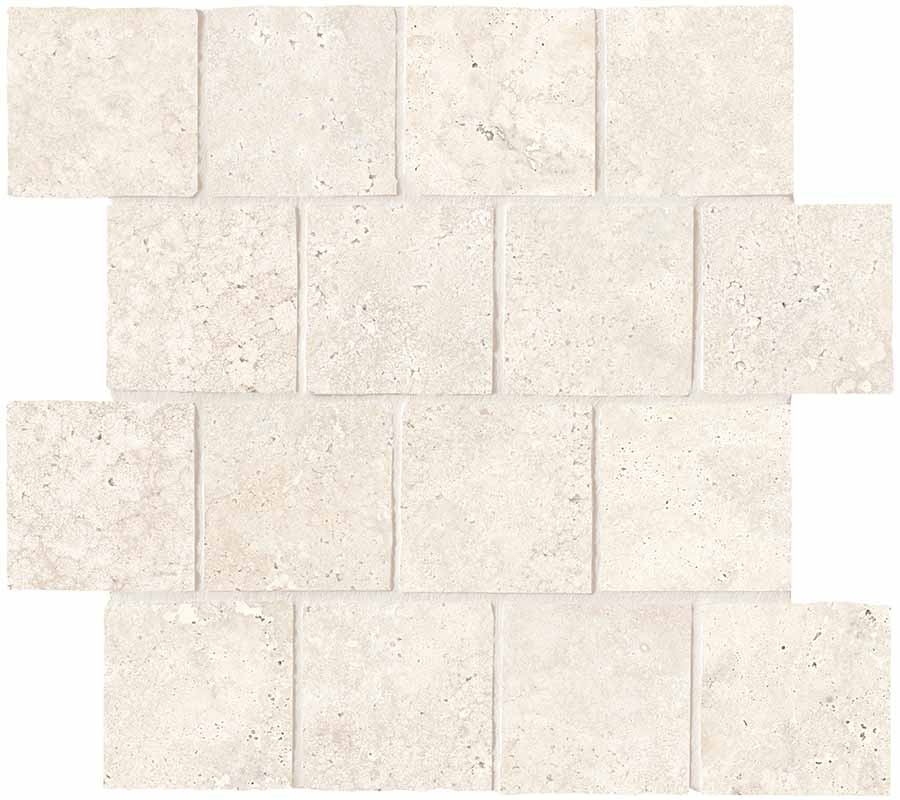 Keope Trevi Cross Ivory Mosaico Burattato 31x31 Spazzolato R10