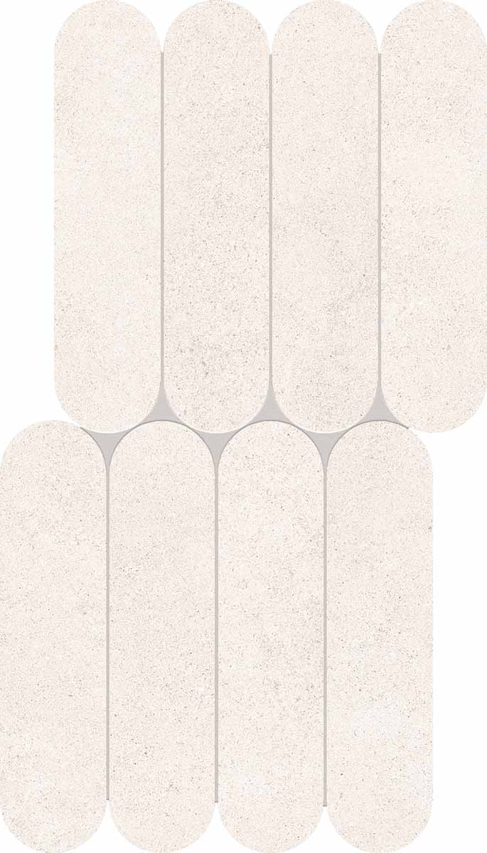 Keope Grace White Mosaico Biscuits 28,5x55,5 Spazzolato R10