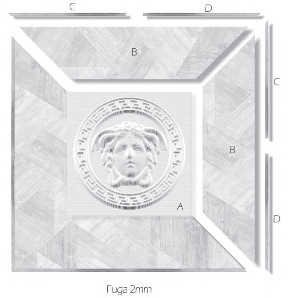 Versace Eterno Trapezio Cassettonato Ice 4,8x90