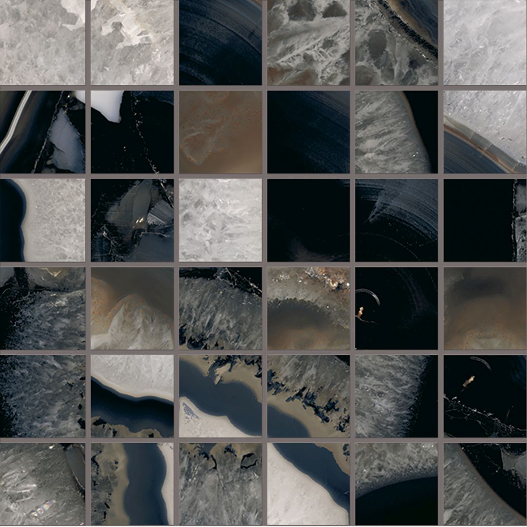 Emilceramica Tele di Marmo Precious Agate Black Full Lappato Mosaico 5x5