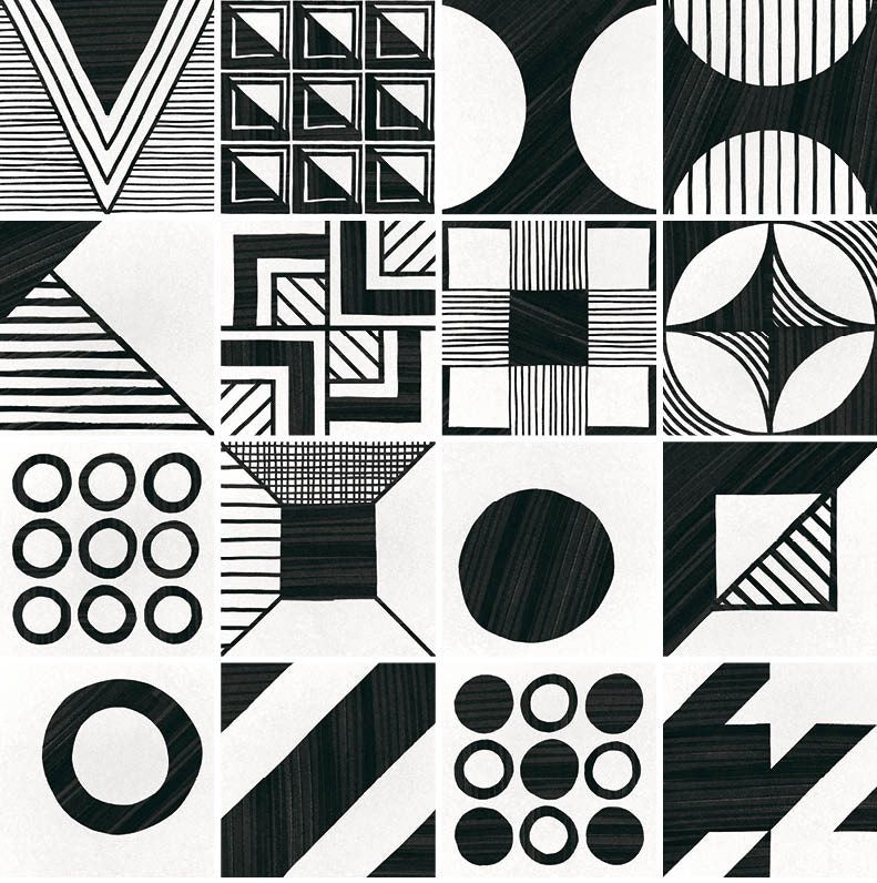 Studio One Caprice B&W Patchwork 20x20