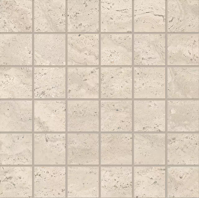 Emilceramica DualTravertine Poro Aperto Beige Mosaico 5x5 Silktech R10