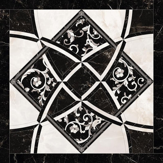 Versace Emote Intarsio Bianco Nero 78x78 Lux