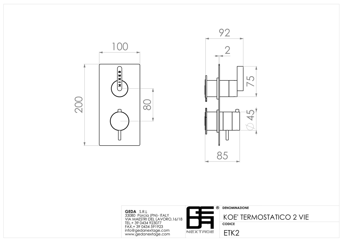 Geda ETK2 - scheda tecnica