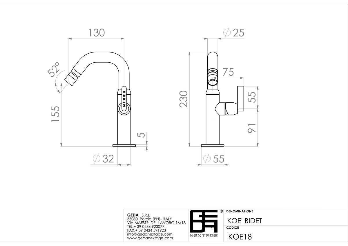 Geda KOE18 - scheda tecnica