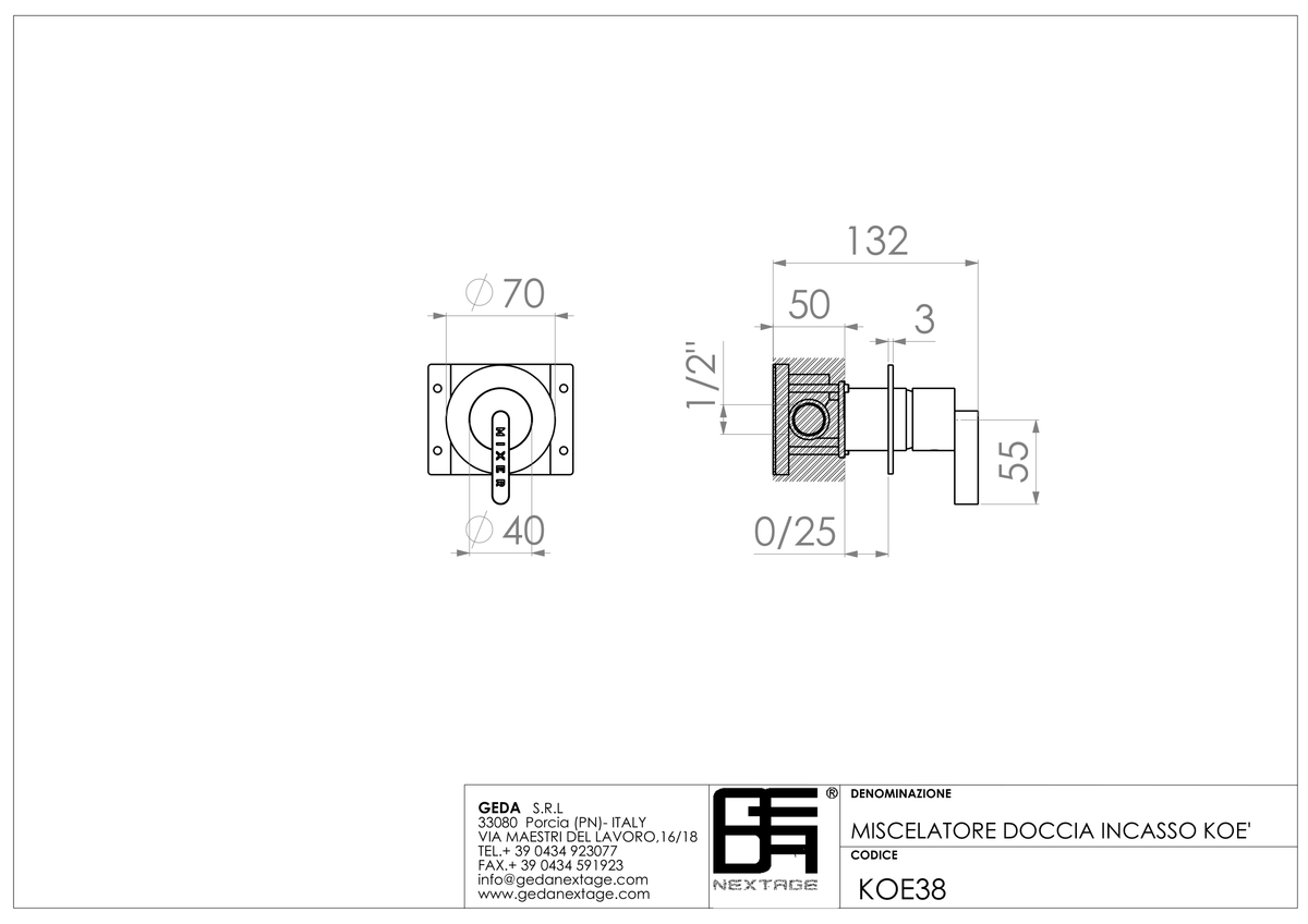 Geda KOE38 - scheda tecnica