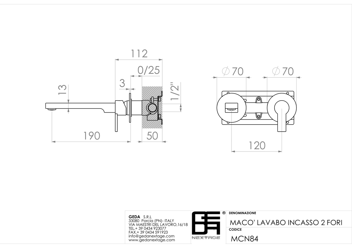 Geda MCN84 - scheda tecnica