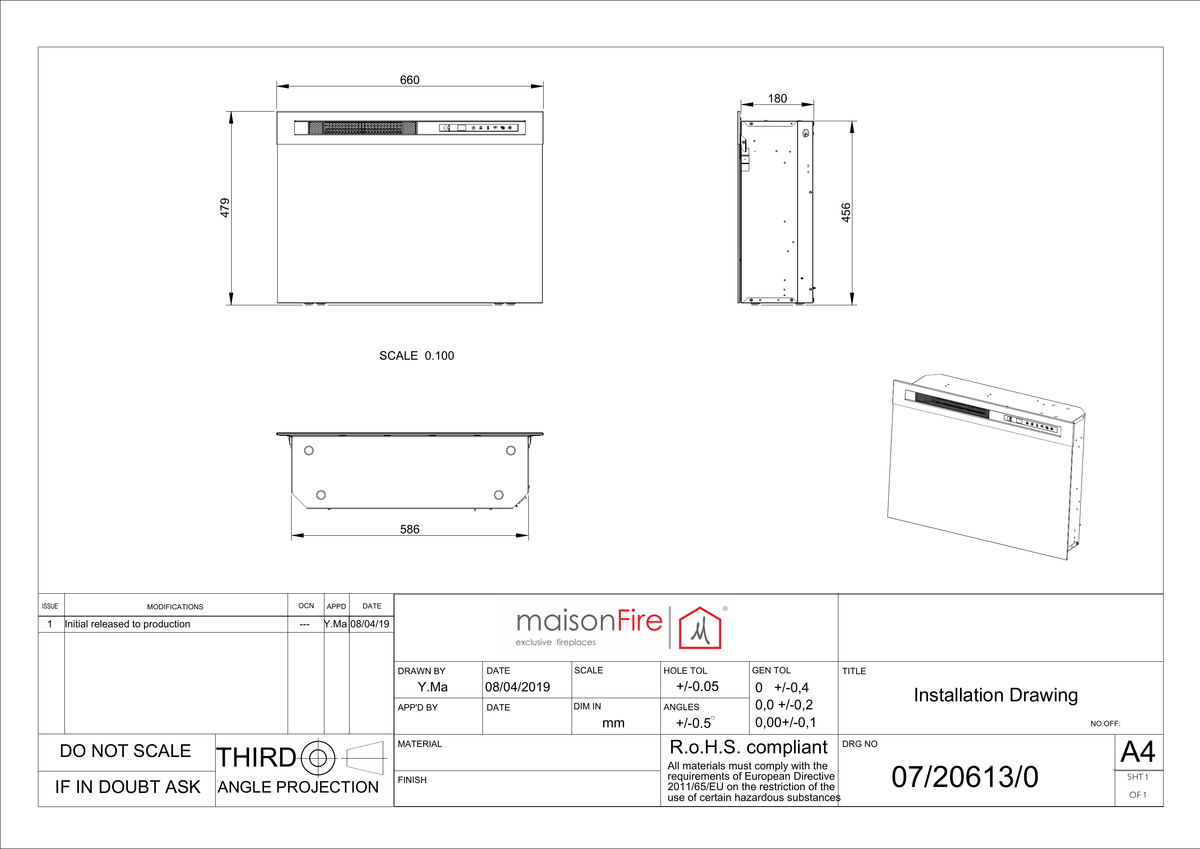 Camino elettrico a LED Infire 66 maisonFire - Scheda tecnica ufficiale maisonFire