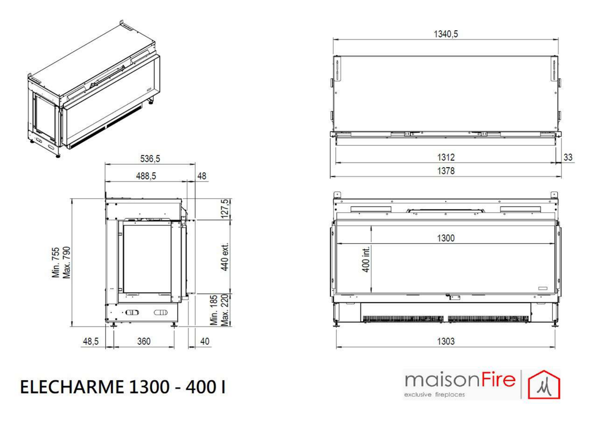 Elecharme Linear Frontale 1300 maisonFire - Scheda tecnica ufficiale maisonFire