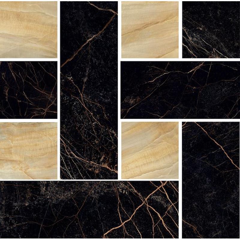 Versace Marble Mosaico Chesterfield Nero/Oro 29,1x29,1 Lux