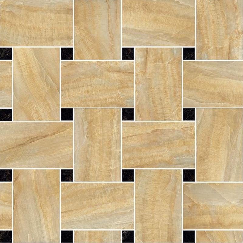 Versace Marble Mosaico Intreccio Oro/Nero 29,1x29,1 Lux