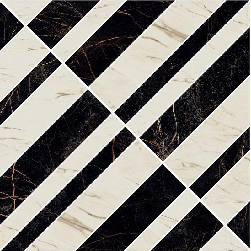 Versace Marble Mosaico Optical Nero/Bianco 58,5x58,5 Lux