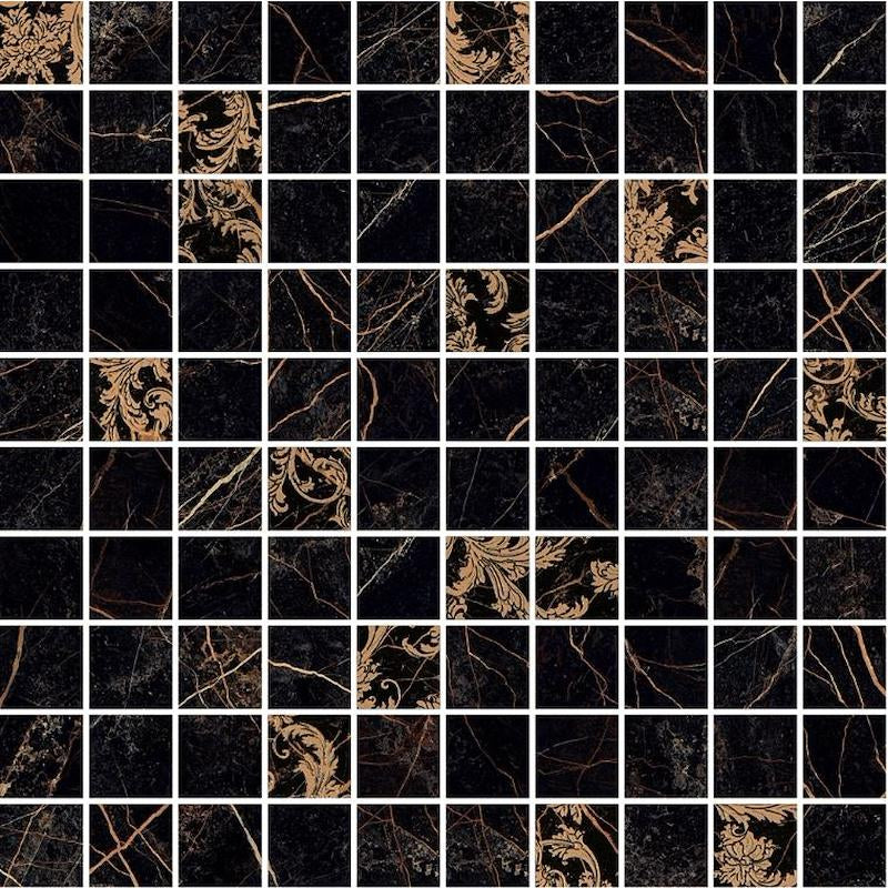 Versace Marble Mosaico T100 Decorato Nero 29,1x29,1 Lux