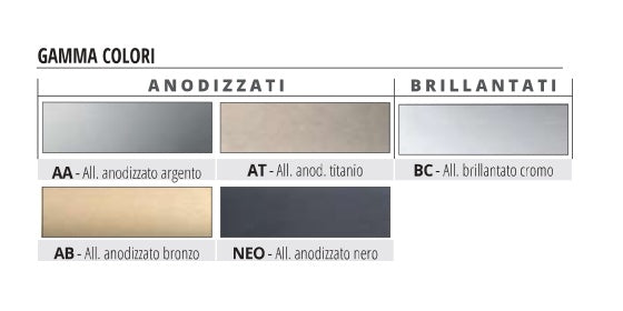 Prolistel Channel alluminio - finiture AA AT BC AB NEO