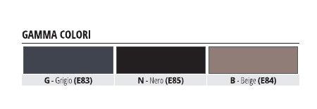 Prostair - gamma colori G Grigio E83, N Nero E85, B Beige E84