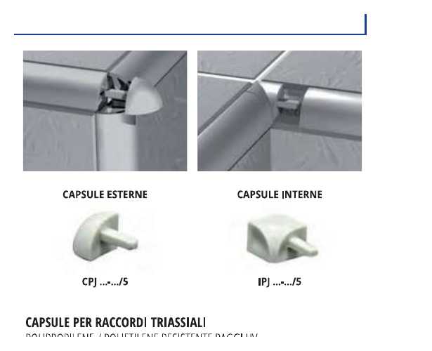Projolly capsule raccordi triassiali PVC colorato antiurto