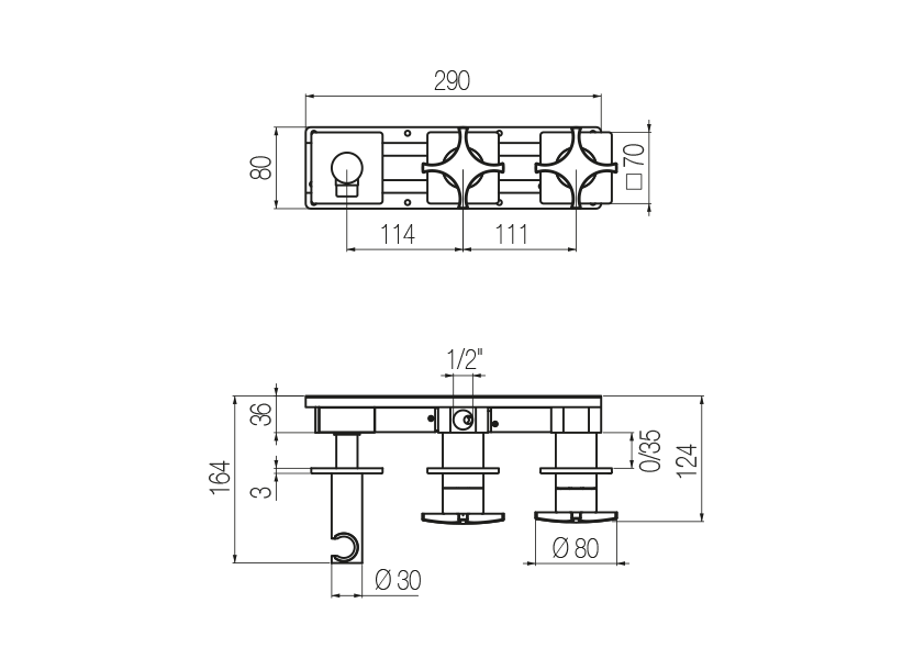 Radomonte DXW80 - disegno tecnico