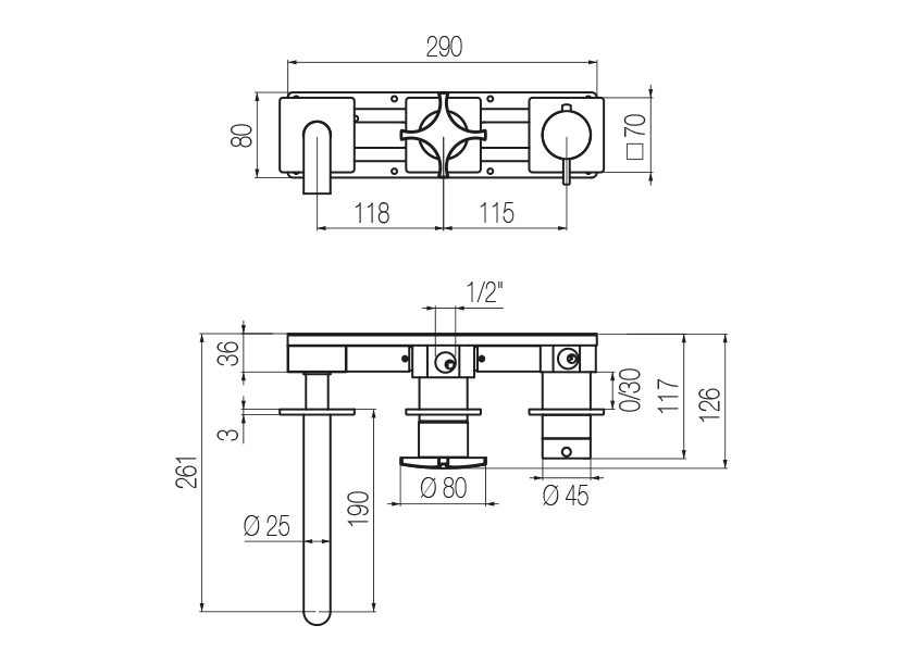 Radomonte TXW90 - disegno tecnico