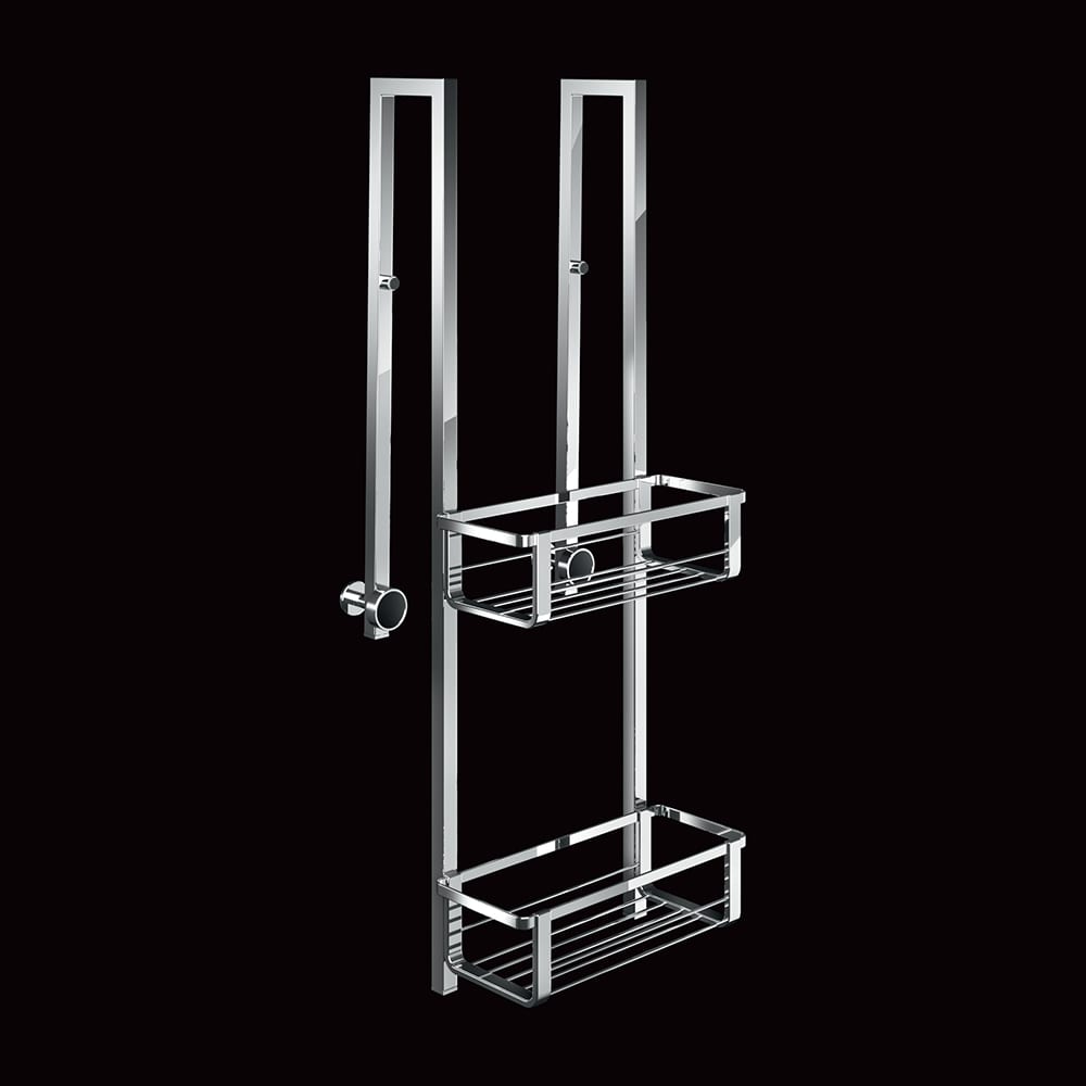Tl Bath For Box portaoggetti 2 piani con gancio e magnete, in ottone cromato 2232