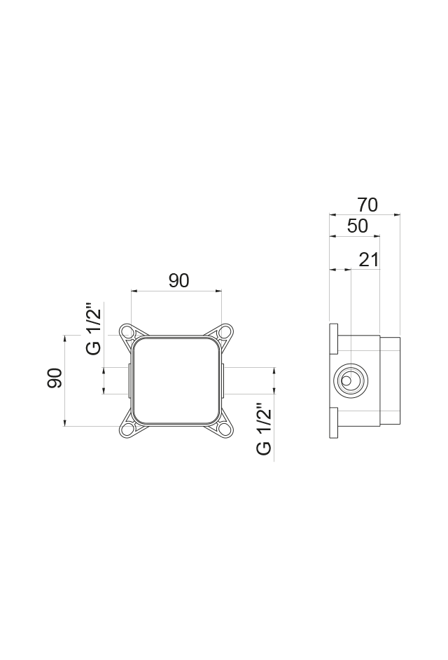 Disegno tecnico Vema V00004 - Corpo incasso a pavimento