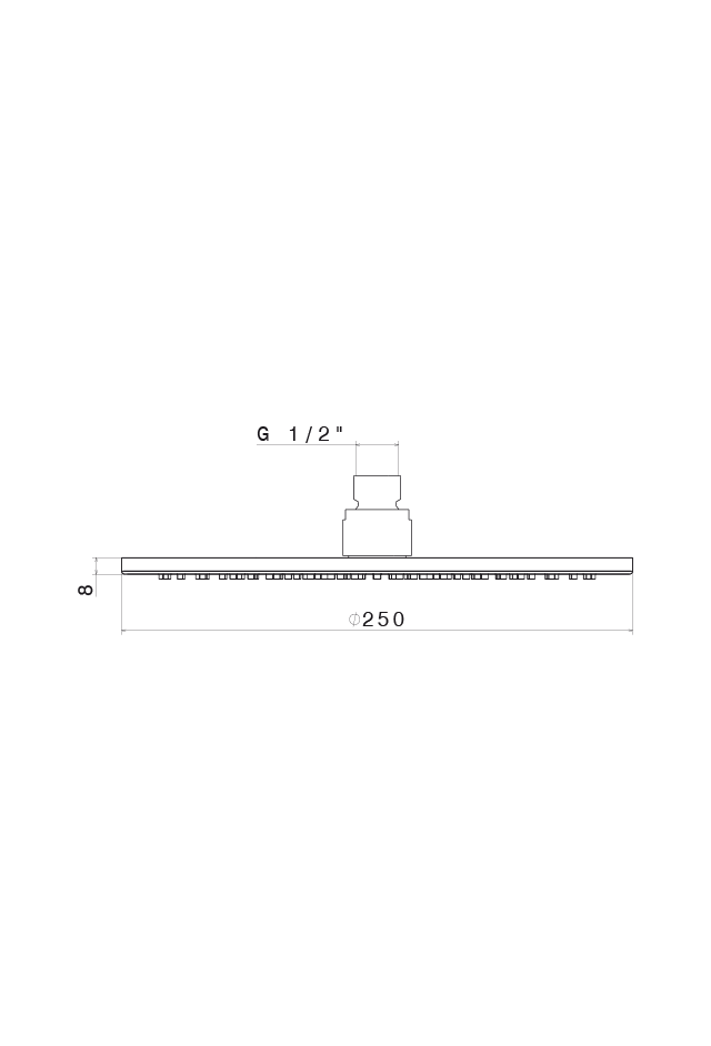 Disegno tecnico Vema V08242 - Soffione doccia Wellness Brass tondo 250 mm