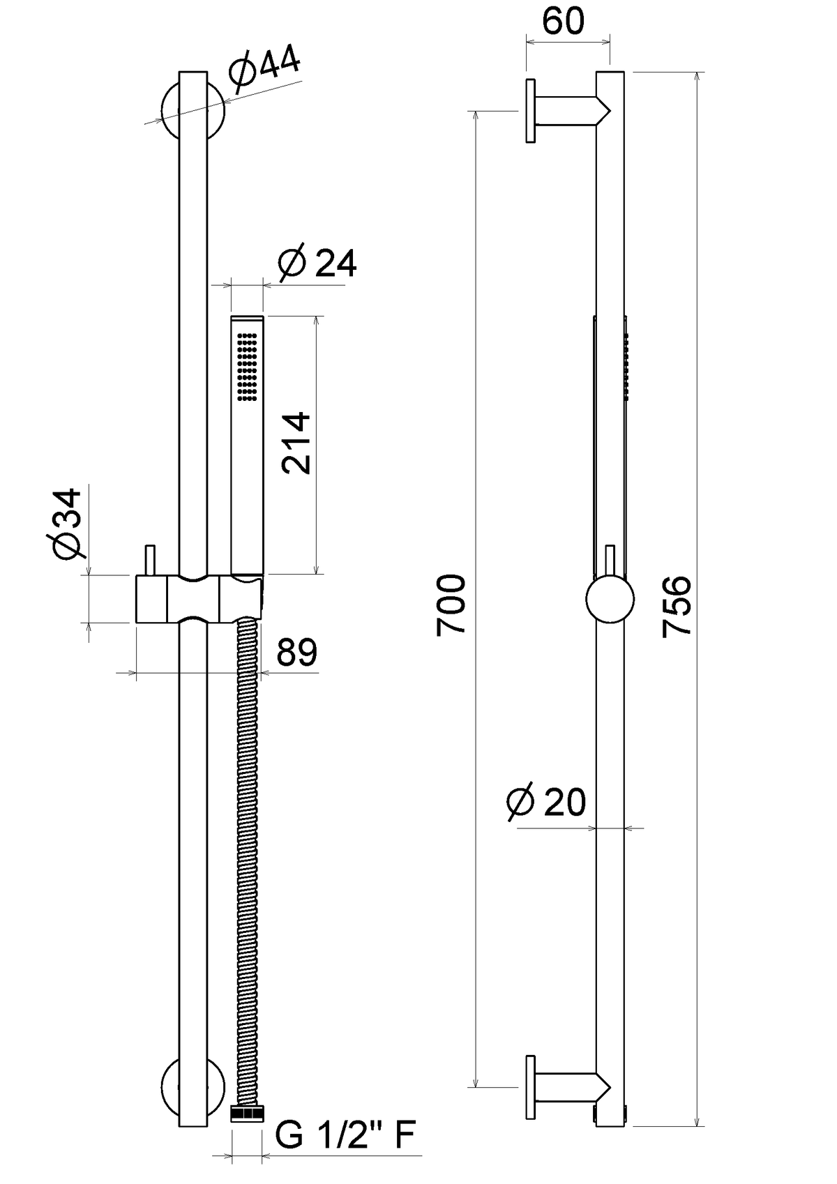 Disegno tecnico Vema V17101 - Presa acqua