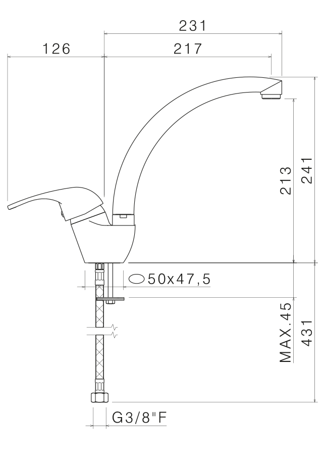 Disegno tecnico Vema V23060 - Miscelatore cucina Venenza V23060C