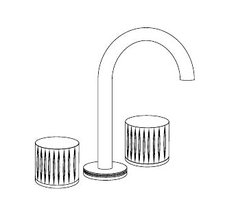 Disegno tecnico PDF ufficiale - Versace Glass Batteria Lavabo 3 fori Round - finitura non rappresentata