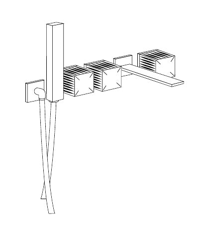 Disegno tecnico PDF ufficiale - Versace Glass Gruppo Bordo Vasca + Doccetta a parete Square - finitura non rappresentata