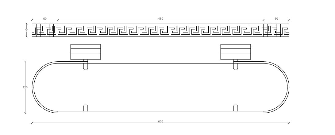 Disegno tecnico PDF con quote - Versace Greek Mensola 60x12 cm - finitura non rappresentata