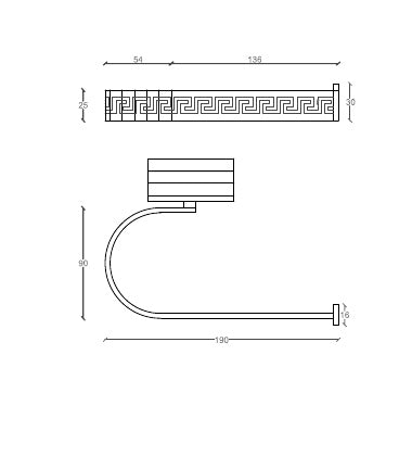 Disegno tecnico PDF con quote - Versace Greek Porta rotolo 33x17 cm - finitura non rappresentata