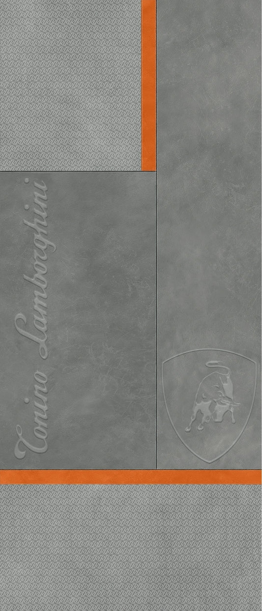 Lamborghini Korium Square Logo Grey&Orange 120x280 - Gres Porcellanato di Tonino Lamborghini - Prezzo solo €1799! Compra ora su CEGO CERAMICHE