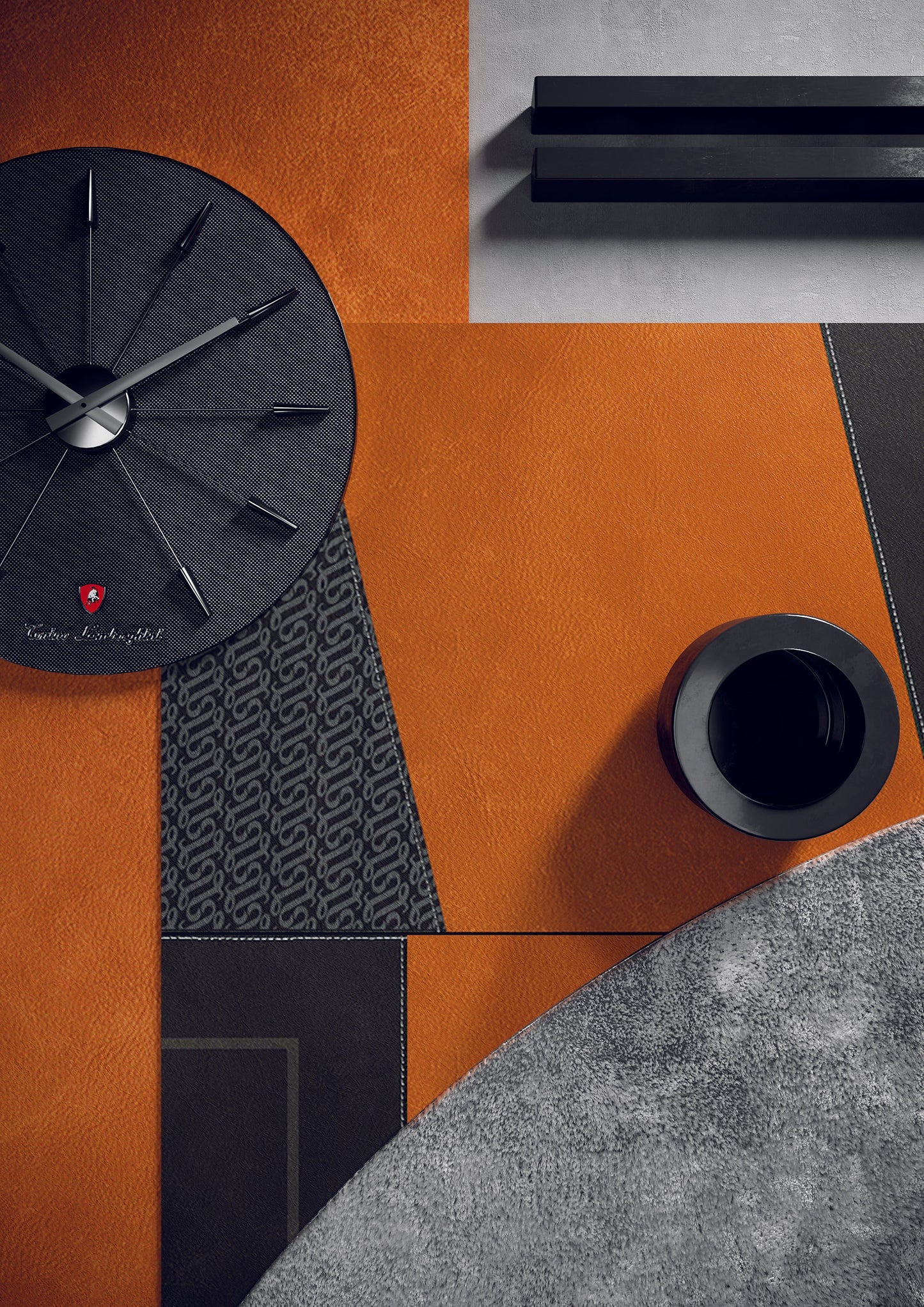 Lamborghini Korium Diagonal Logo Anthracite&Orange 120x280 - Gres Porcellanato di Tonino Lamborghini - Prezzo solo €1565! Compra ora su CEGO CERAMICHE