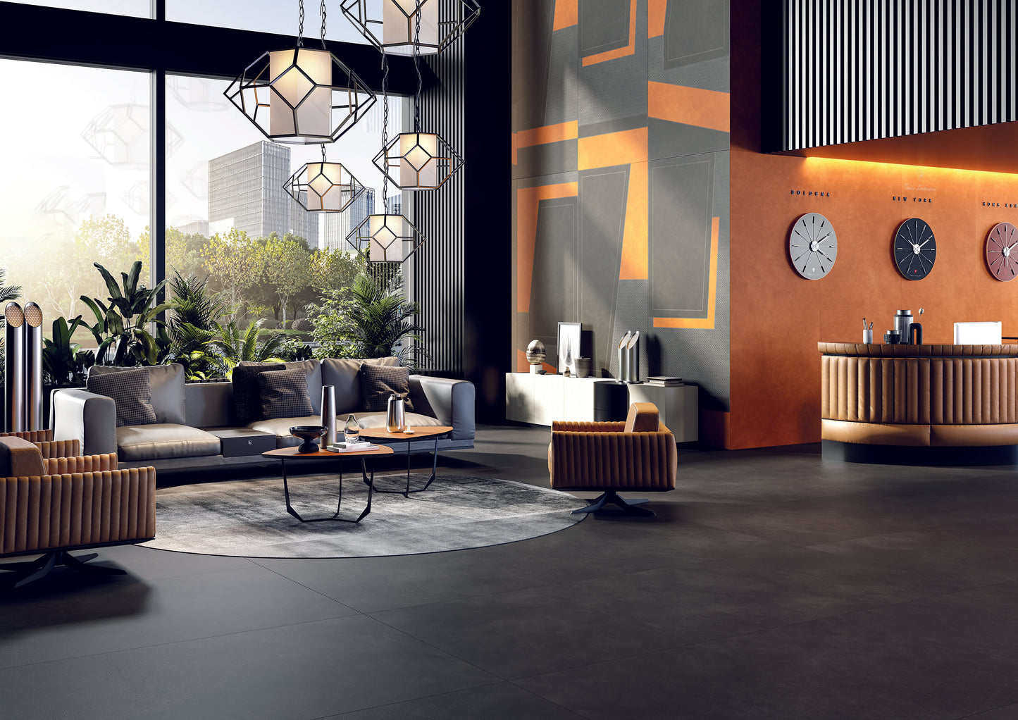 Lamborghini Korium Diagonal Logo Anthracite&Orange 120x280 - Gres Porcellanato di Tonino Lamborghini - Prezzo solo €1565! Compra ora su CEGO CERAMICHE