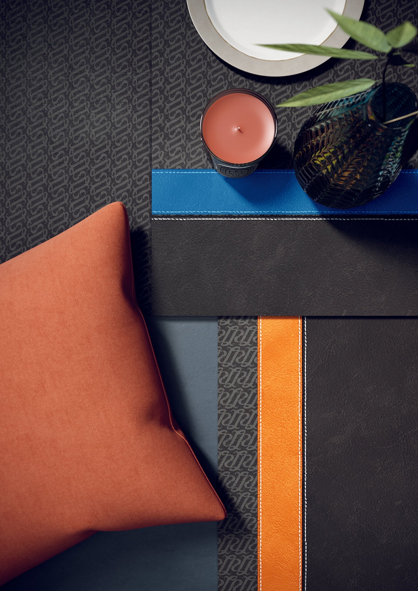 Lamborghini Korium Square Logo Anthracite&Orange 120x280 - Gres Porcellanato di Tonino Lamborghini - Prezzo solo €1799! Compra ora su CEGO CERAMICHE