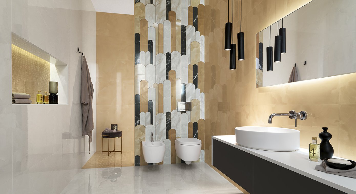 Onice Miele Brillante (lucido) 50x120 - Roma Gold - Pasta Bianca di Fap Ceramiche - Prezzo solo €72.90! Compra ora su CEGO CERAMICHE