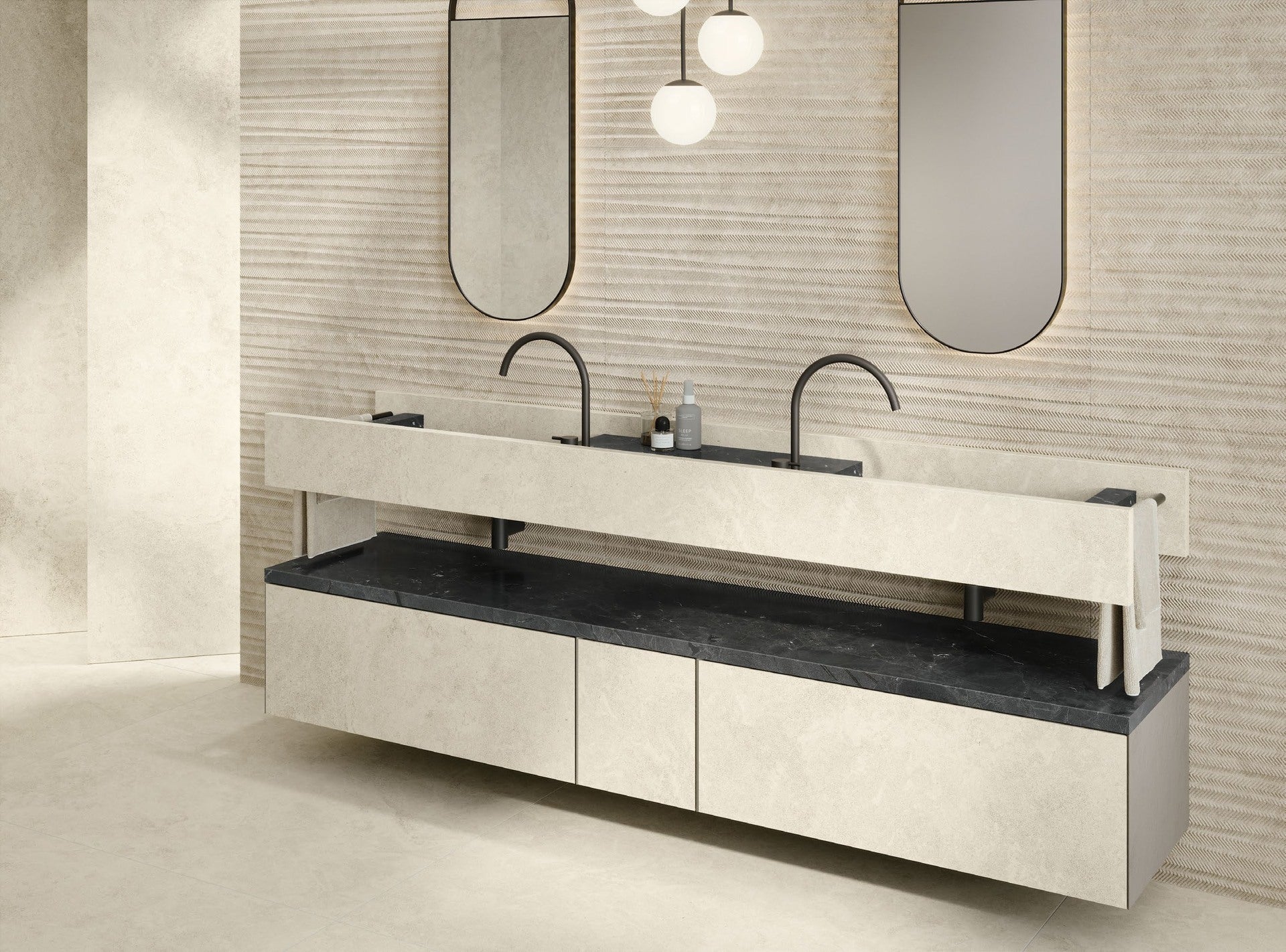 Dialogo Duo Atlas Concorde Habitat, lavabo doppio di design in gres