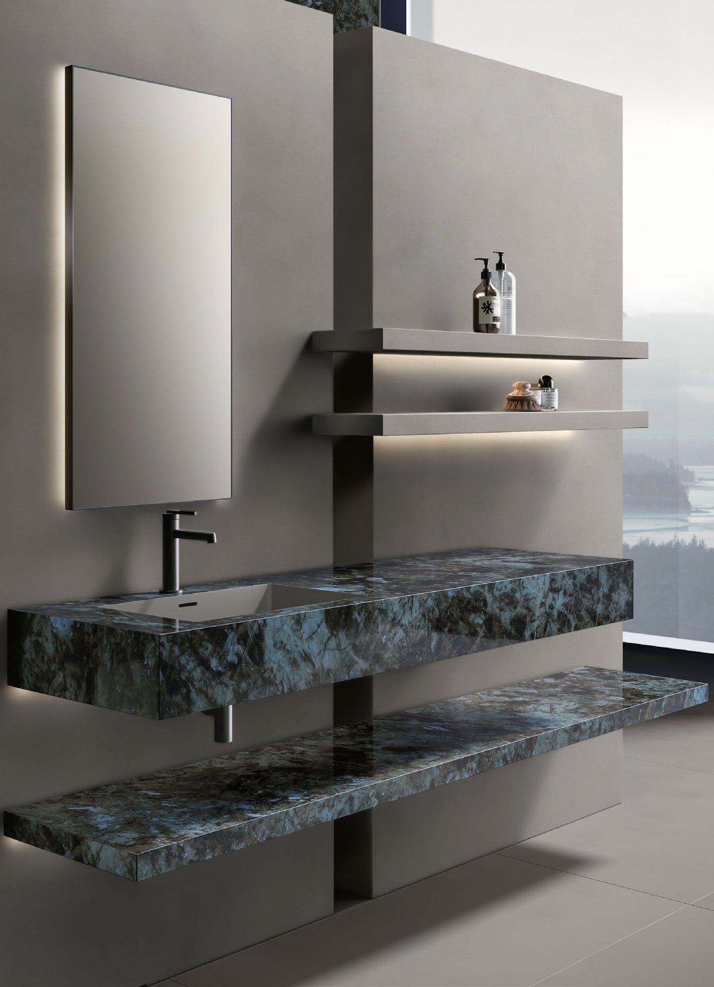 Evoluzione Mono Atlas Concorde Habitat, lavabo sospeso con vasca solid surface