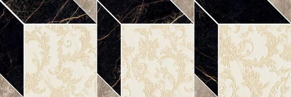 Versace Marble Mosaico Cube Decorato Nero/Bianco/Grigio 19,5X58,5 Lux