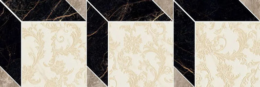 Versace Marble Mosaico Cube Decorato Nero/Bianco/Grigio 19,5X58,5 Lux