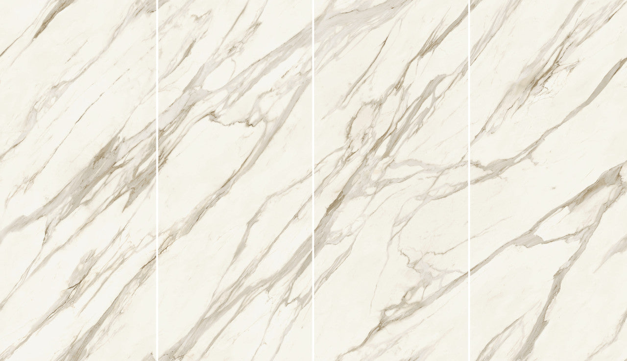 Marvel Meraviglia Calacatta Bernini 120x278 - 6mm Lapp. Kit Endless 4pcs - Gres Porcellanato di Atlas Concorde - Prezzo solo €1595! Compra ora su CEGO CERAMICHE