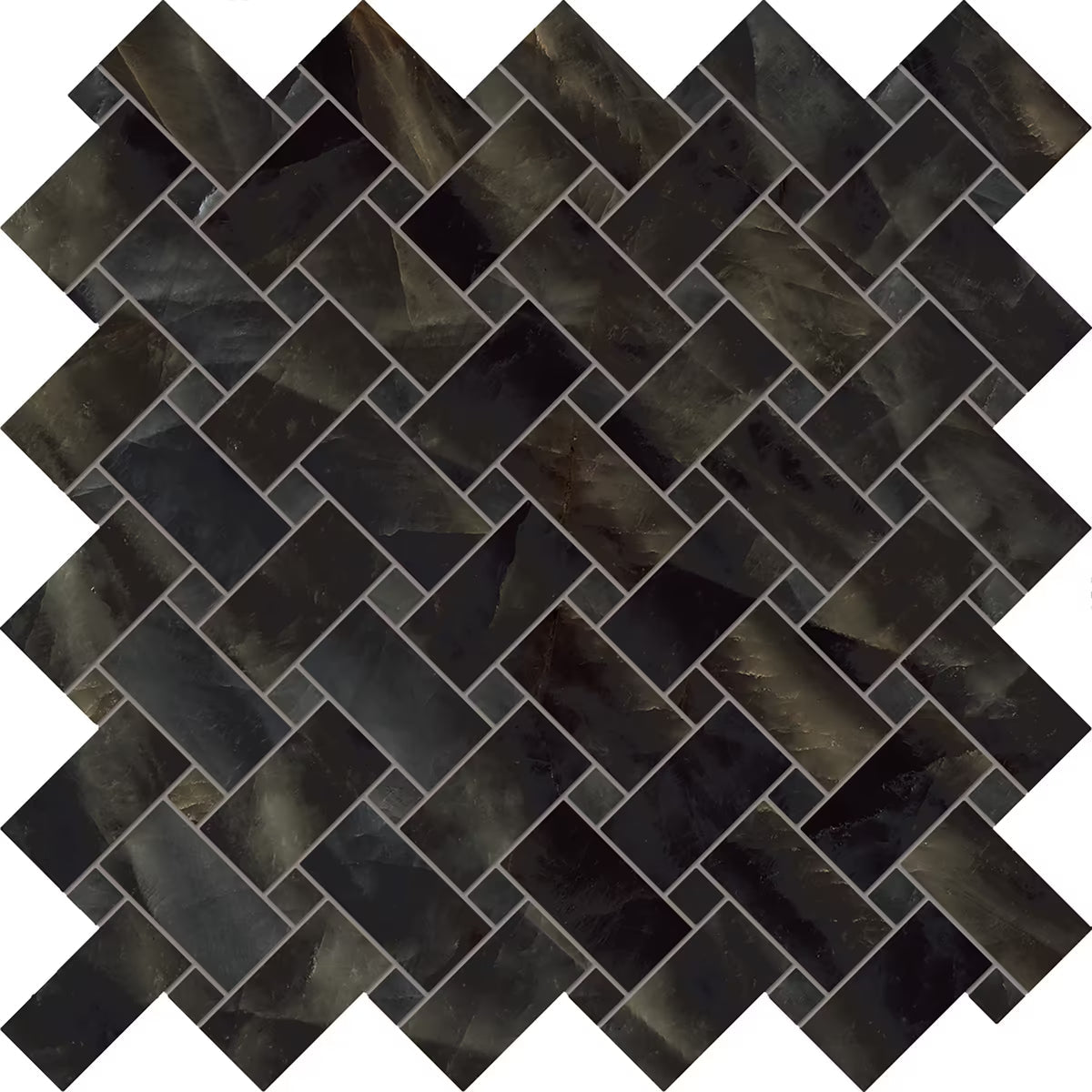 Emilceramica Tele di Marmo Crystal Vitrum Black Full Lappato Mosaico Intrecci 30x30