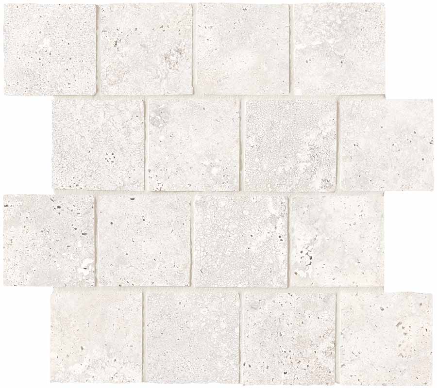 Keope Trevi Cross White Mosaico Burattato 31x31 Spazzolato R10