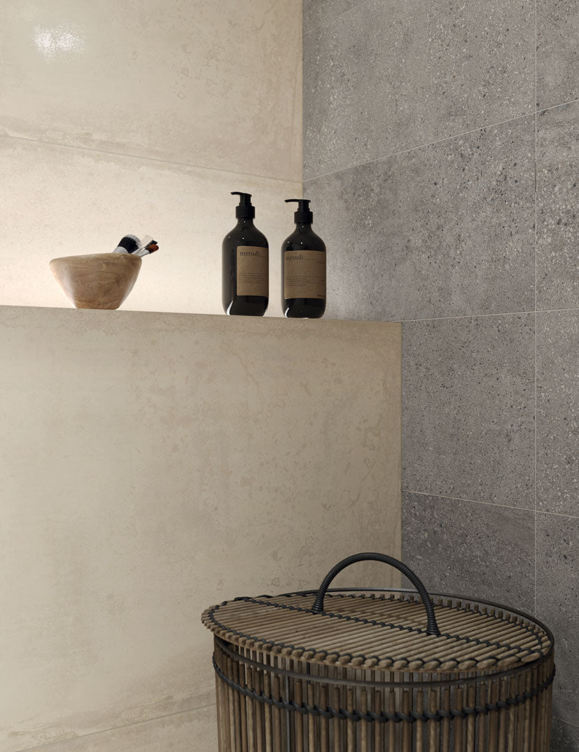 Konkrete Beige 100x100 Grip OUTFIT2.0 - Gres Porcellanato di Castelvetro - Prezzo solo €49.96! Compra ora su CEGO CERAMICHE