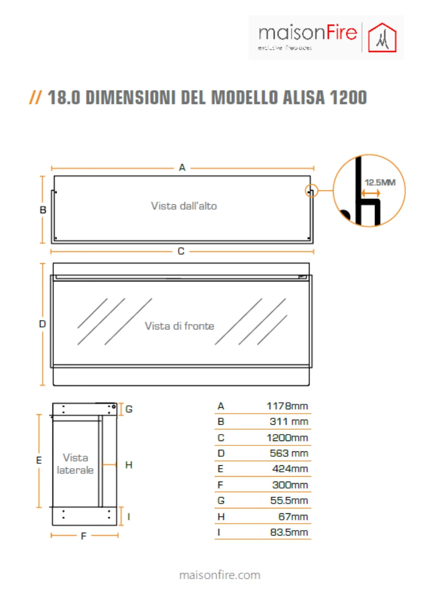 Camino elettrico a LED Alisa 120 maisonFire - Camini elettrici a LED di maisonFire - Prezzo solo €3296! Compra ora su CEGO CERAMICHE