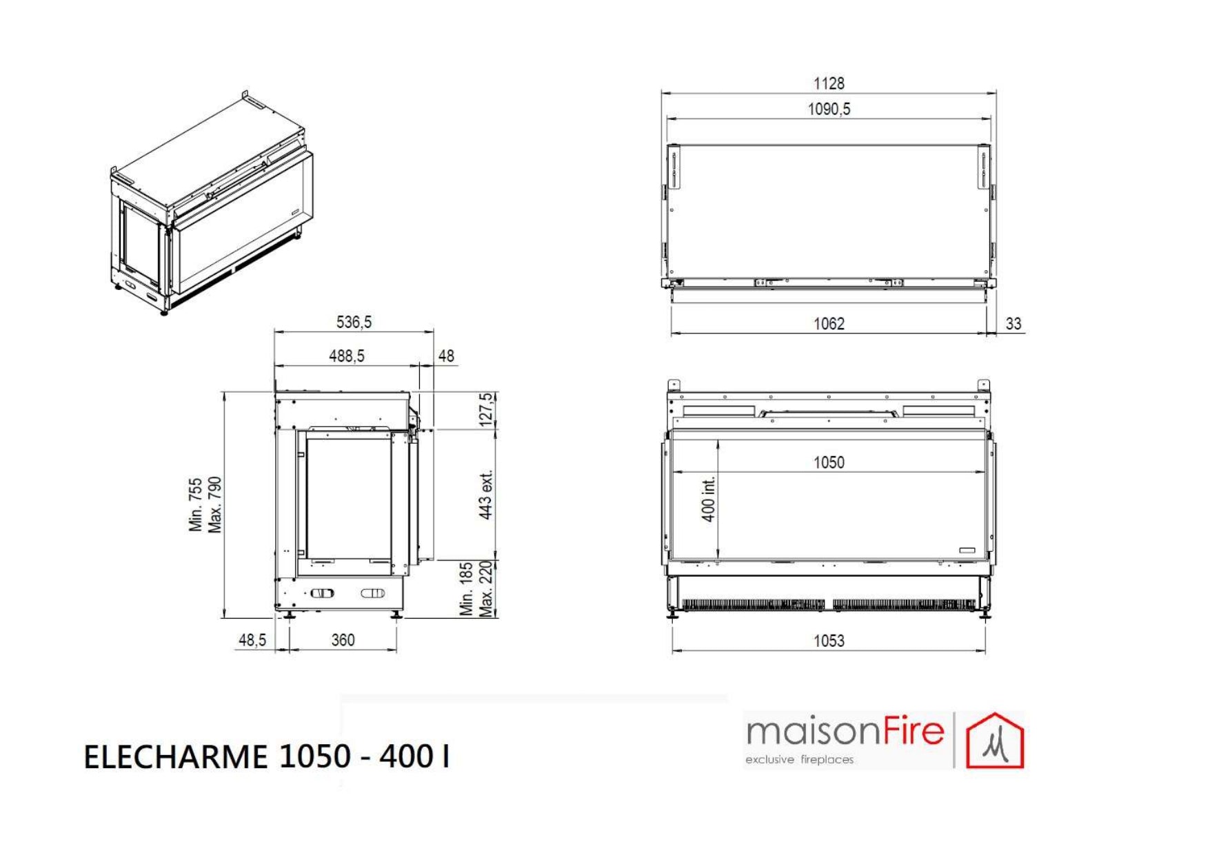 Camino ad acqua Elecharme linear frontale 1050-400 maisonFire - Camini elettrici ad acqua di maisonFire - Prezzo solo €11041! Compra ora su CEGO CERAMICHE