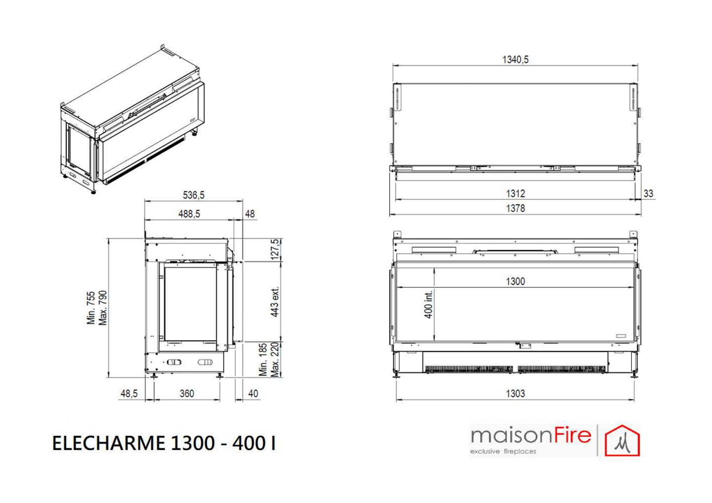 Camino ad acqua Elecharme linear frontale 1300-400 maisonFire - Camini elettrici ad acqua di maisonFire - Prezzo solo €11285! Compra ora su CEGO CERAMICHE