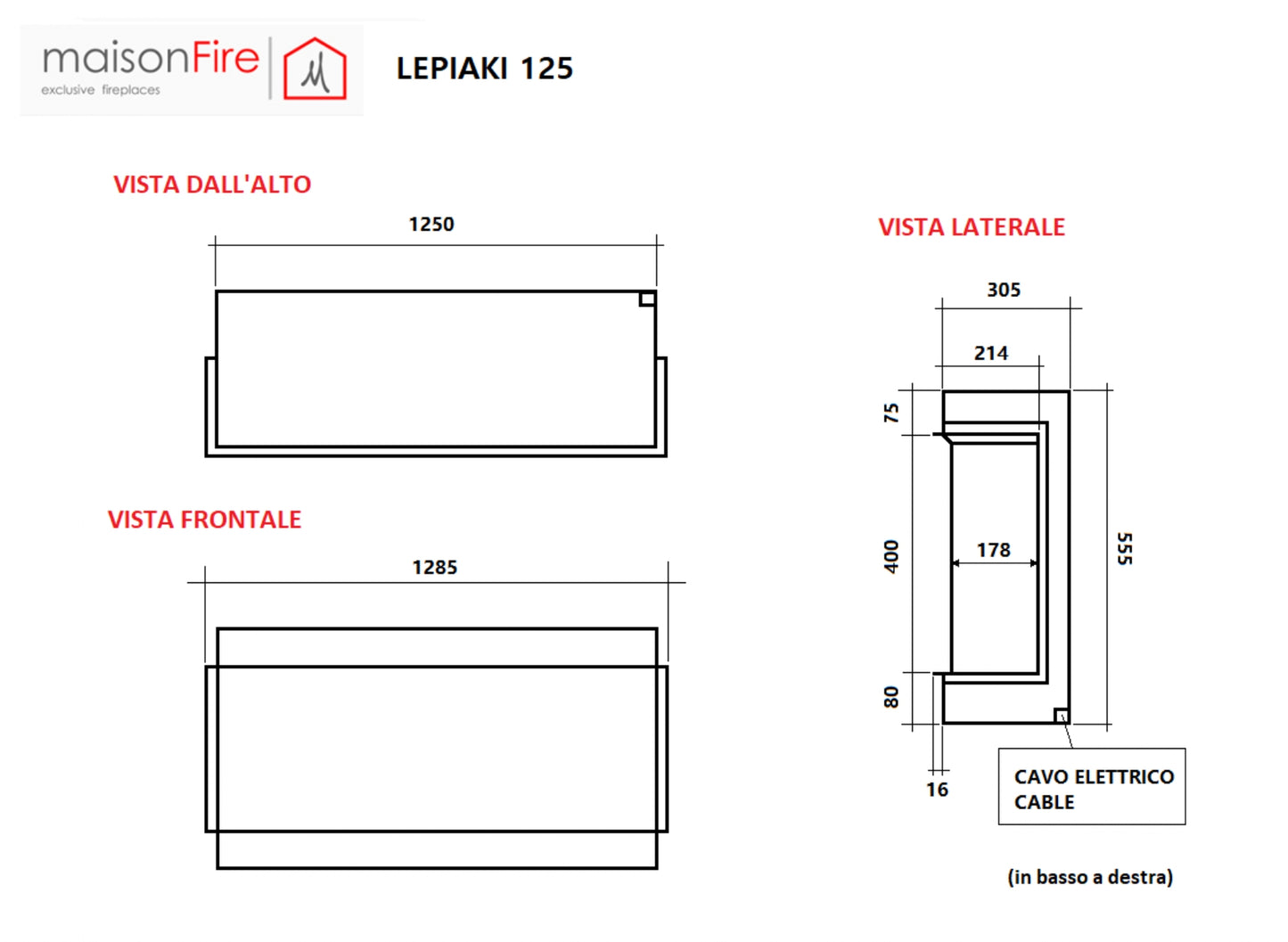 Camino elettrico a LED Lepiaki 125 maisonFire - Camini elettrici a LED di maisonFire - Prezzo solo €2793! Compra ora su CEGO CERAMICHE