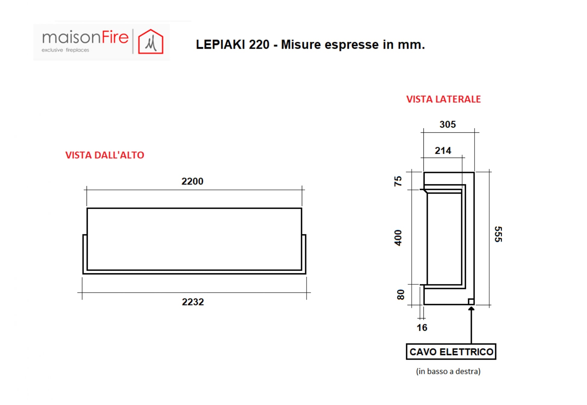 Camino elettrico a LED Lepiaki 220 maisonFire - Camini elettrici a LED di maisonFire - Prezzo solo €4880! Compra ora su CEGO CERAMICHE