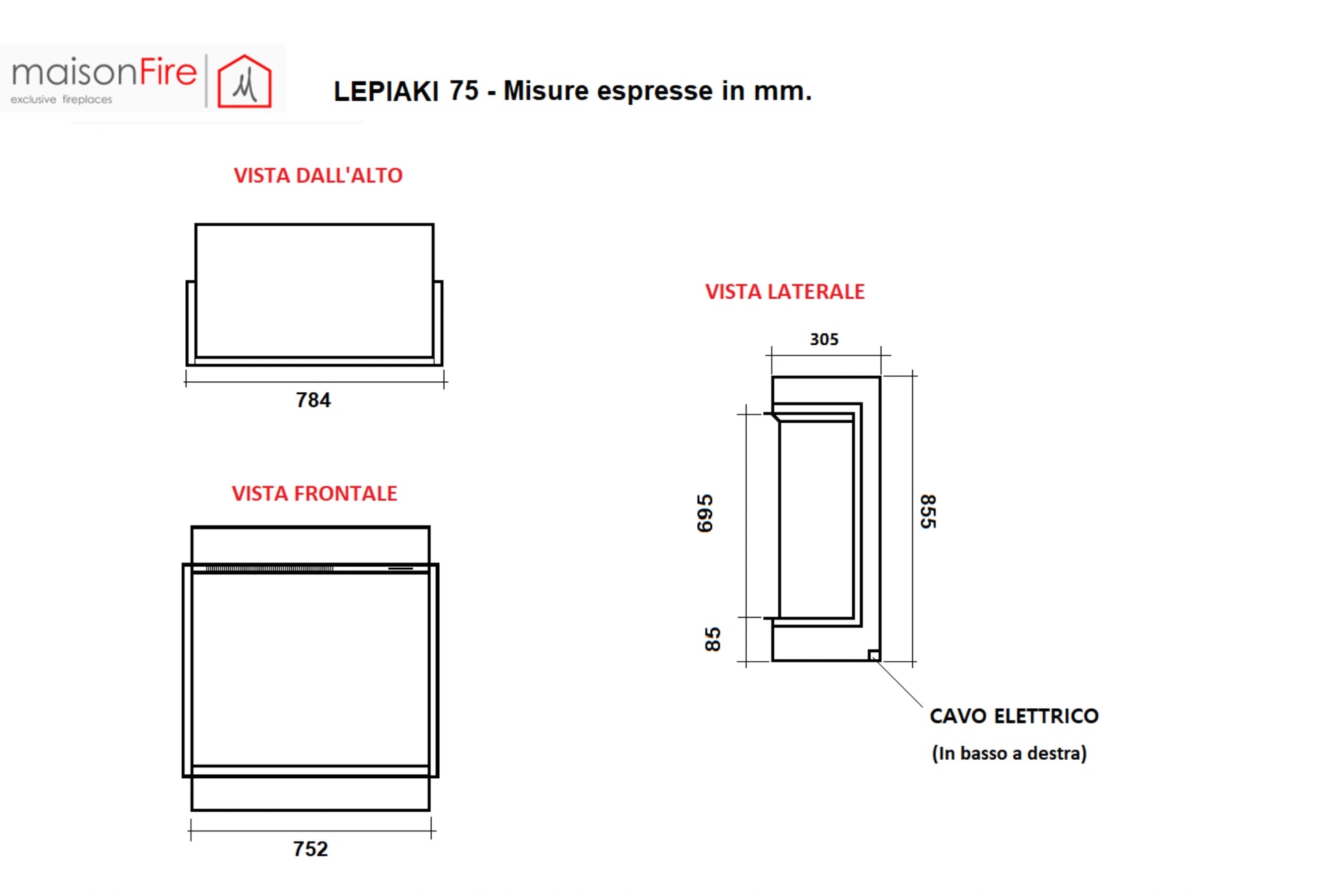 Camino elettrico a LED Lepiaki 75 maisonFire - Camini elettrici a LED di maisonFire - Prezzo solo €2671! Compra ora su CEGO CERAMICHE